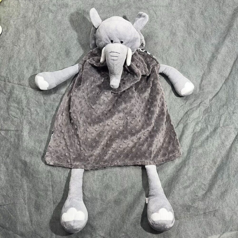 Fat Rat Family Elephant Security Blanket Baby Lovey Plush Gray with Polka Dots